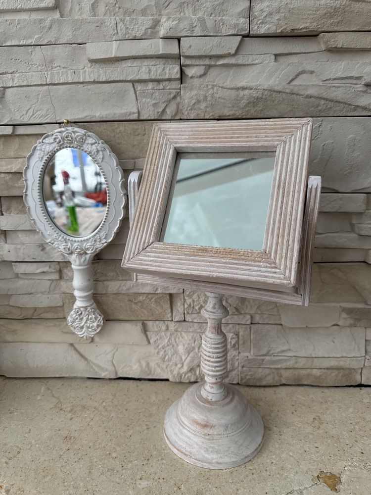 Lustro lusterko Vintage drewno Boho 3 szt
