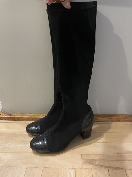 Eleganckie kozaki - skora i mat elastyczny