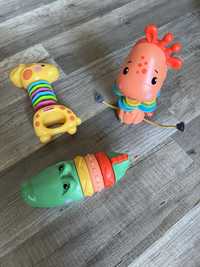 FISHER PRICE zestaw (+ gratis) sensoryczna żyrafa krokodyl i kostka