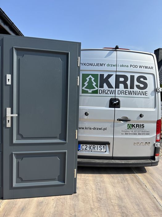 Drzwi zewnętrzne drewniane z doświetlem Cała Polska Na Wymiar