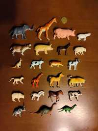 Brinquedos - 23 Animais Miniatura (girafa, rinoceronte, ovelha, cavalo