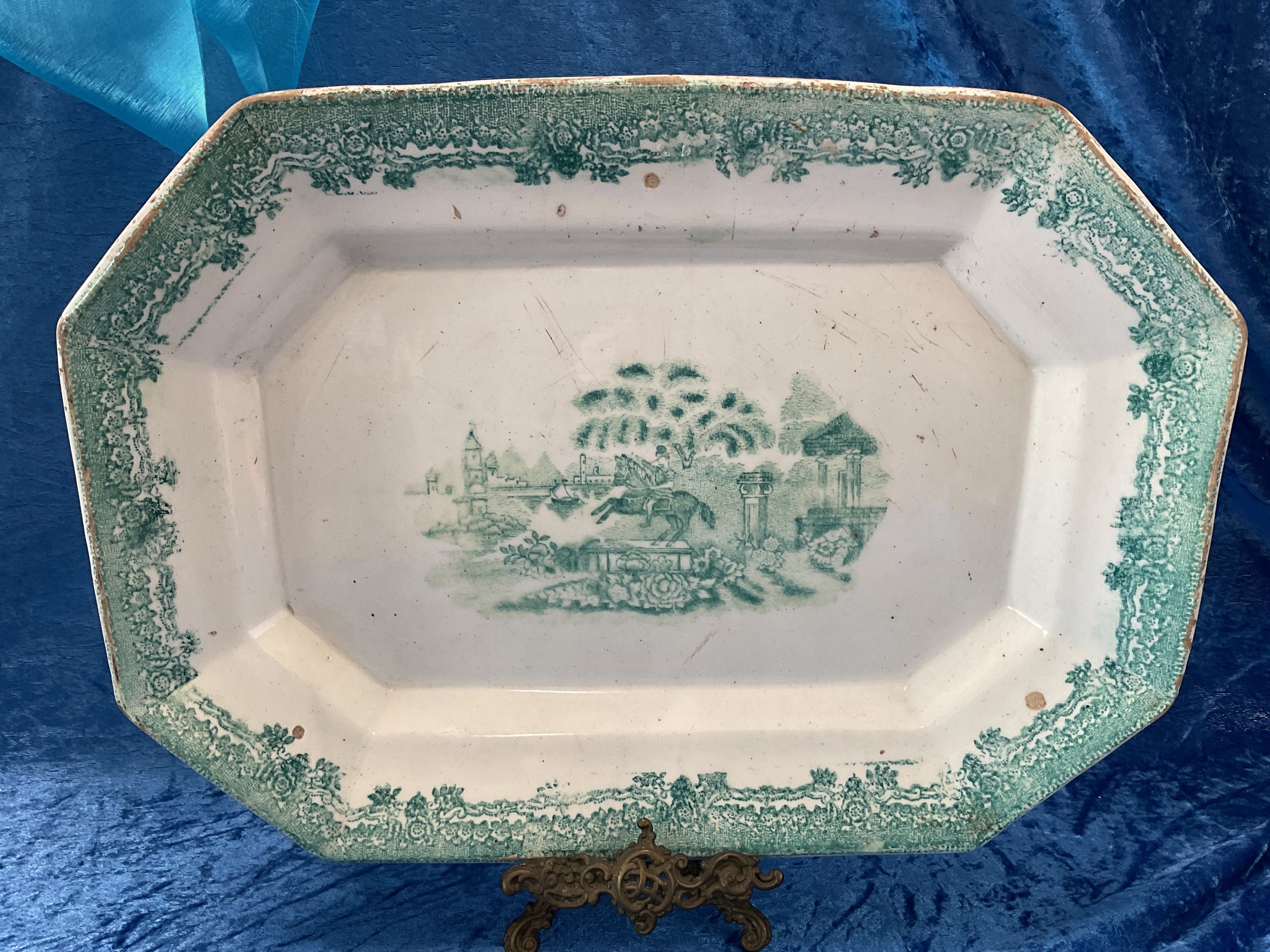 Travessa faiança sacavem verde 40x28 cm