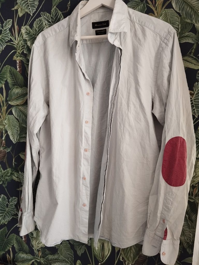 Massimo Dutti błękitna koszula damska casual L łaty super materiał