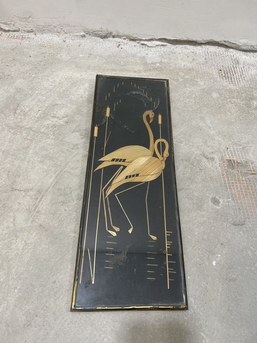 Панно декоративное из соломки Фламинго СССР
