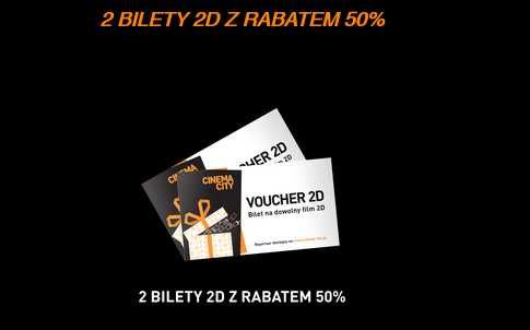 Cinema City 2 BILETY 2D Z RABATEM 50%