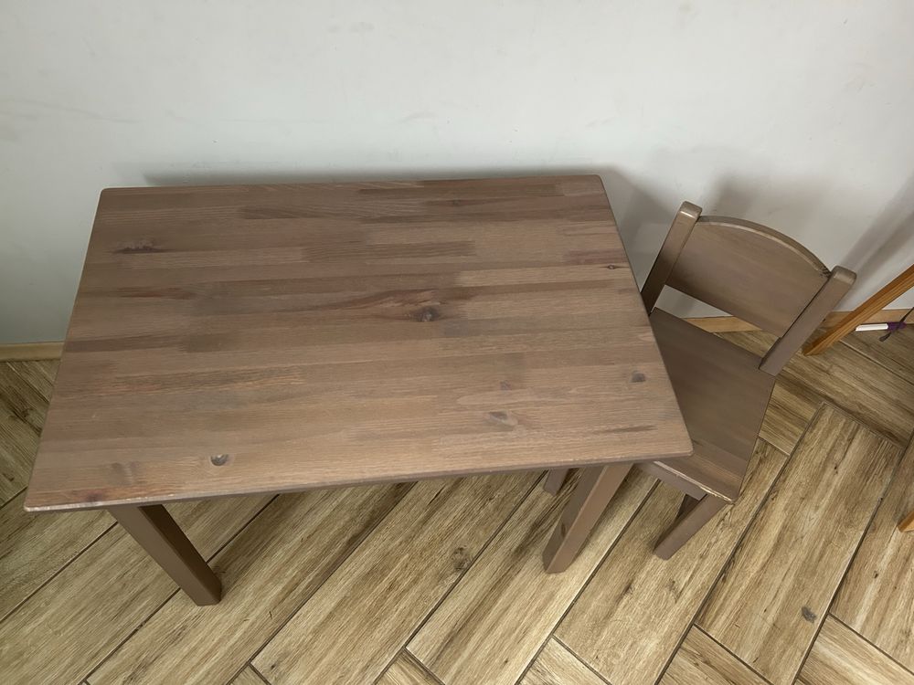 Ikea Sundvik stolik i dwa krzesełka szarobrązowy