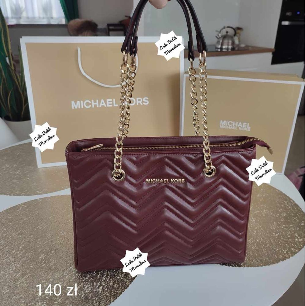 Torebka damska shopperka Mk Michael Kors burgundowa duża A4