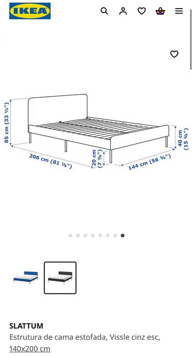 VALEVÅG - Colchão molas ensacadas extra firme + cama 140x200cm (usado)