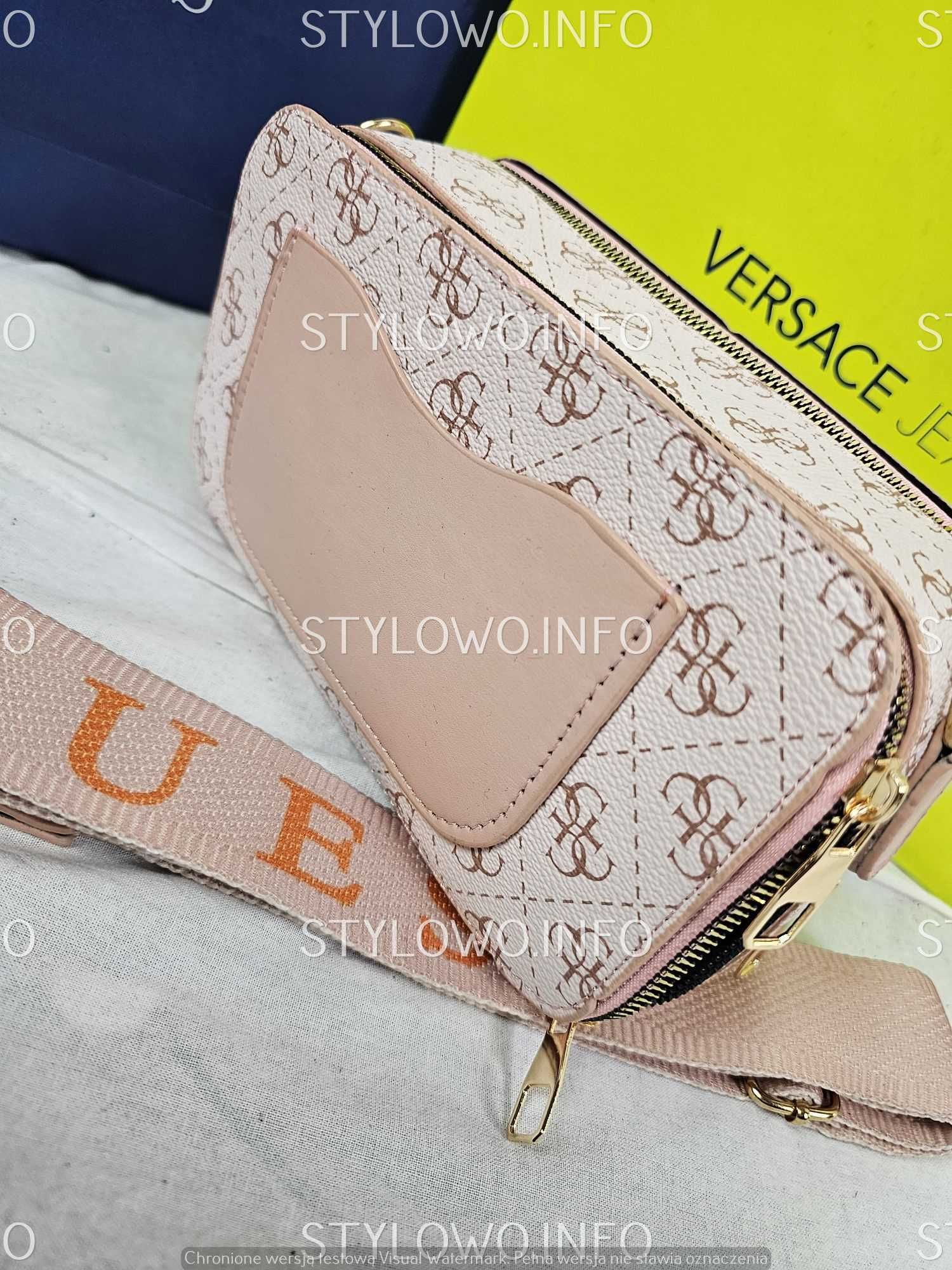 Torba Guess nowość pudrowy roz monogram listonoszka hit