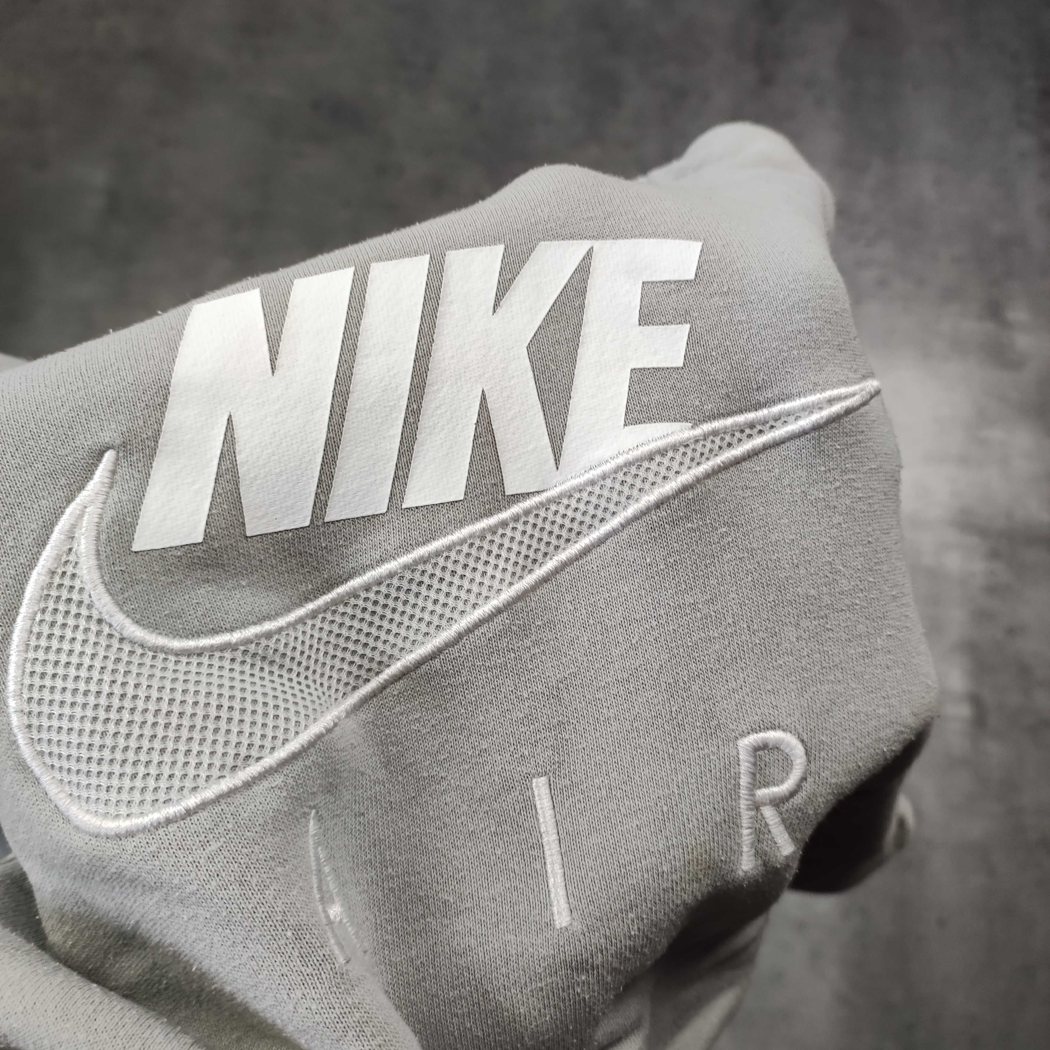 MĘSKA Bluza z Kapturem Hoodie szara Nike Duże Logo AIR Kangurka Haft