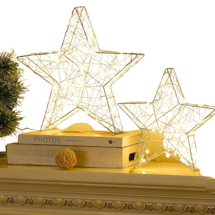 Lampa Stołowa LED w Kształcie Gwiazdy 2 Sztuki Dekoracja Świąteczna