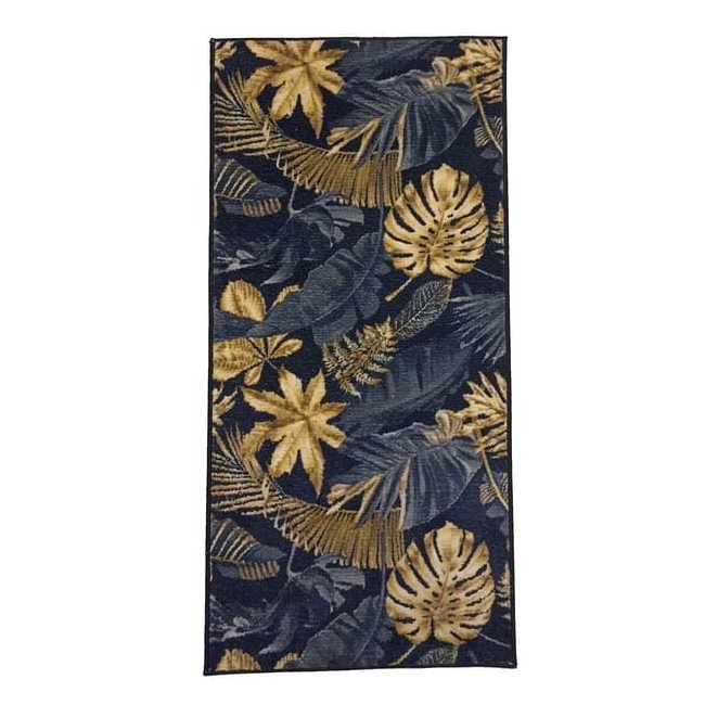 Chodnik dywanowy Monstera czarno-złoty 67 x 140 cm Glam