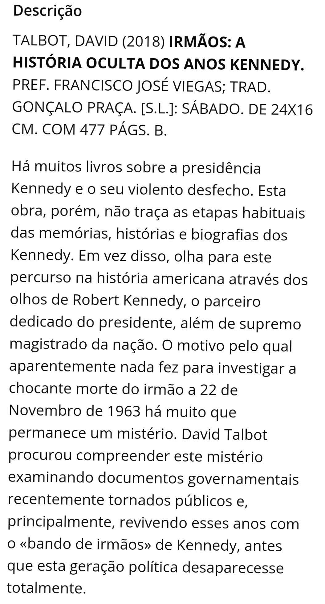Livro "Irmãos, a história oculta dos anos Kennedy"