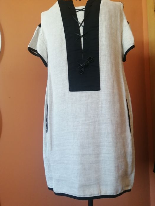 Vestido 100% linho M Mango