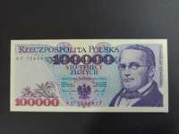 Banknot PRL 100 000 zł seria AE 16 listopada 1993 stan UNC