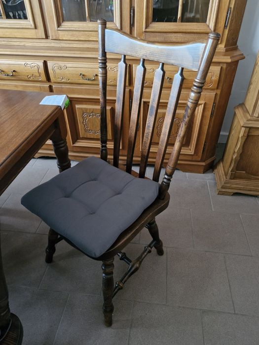 Stół drewniany prostokątny 80x130 cm + 4 krzesła z poduszkami stan bdb