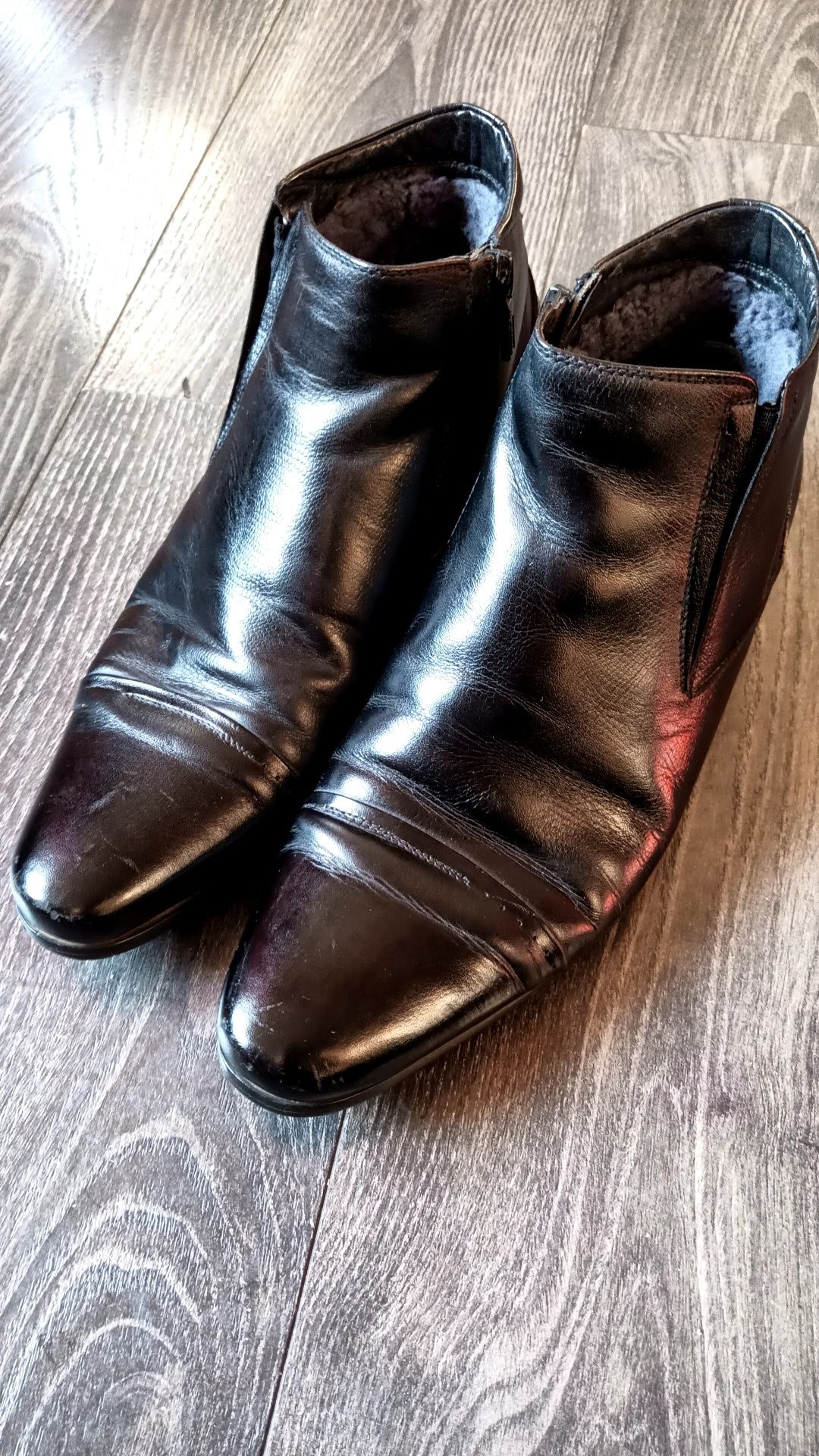 Ботинки туфли мужские зимние кожаные натуральный мех