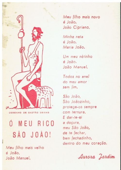 7313 Postal com poesia de Aurora Jardim sobre o S.João e desenho de