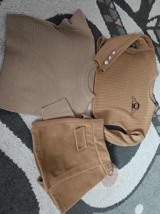 Spodenki + 2 sweterki roz 122/128