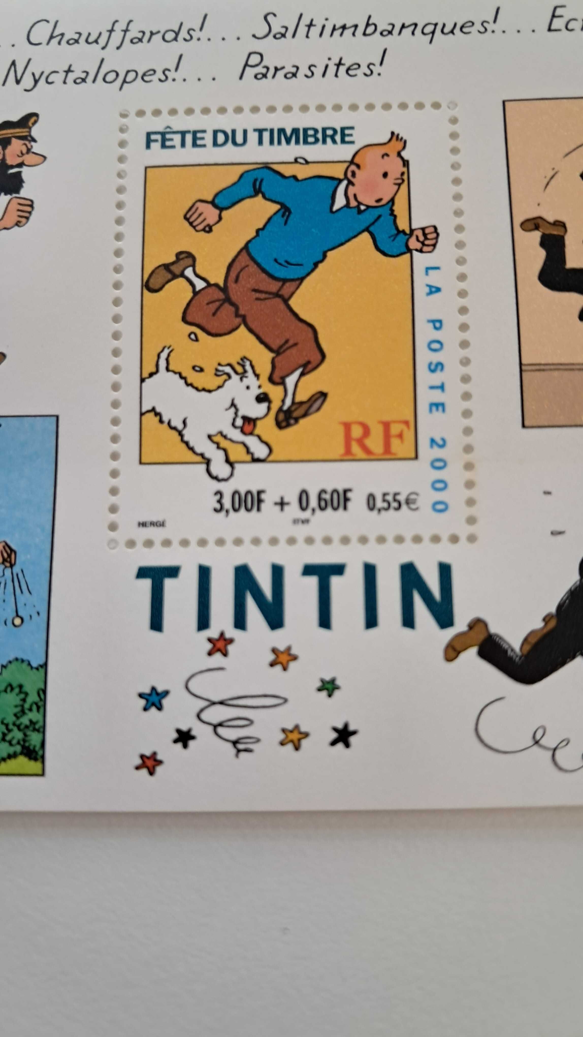 Bloco filatélico Tintin ano 2000 Yvert & Tellier edição de luxo