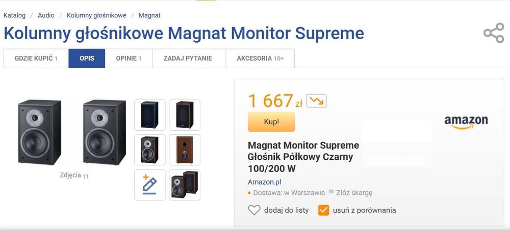 Kolumny Magnat Moni­tor Supreme 200 Czarne Para Bassreflex 2x 180W !!