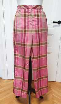 Spodnie piżama nocne pidżama różowe kratka 36 S 38 M