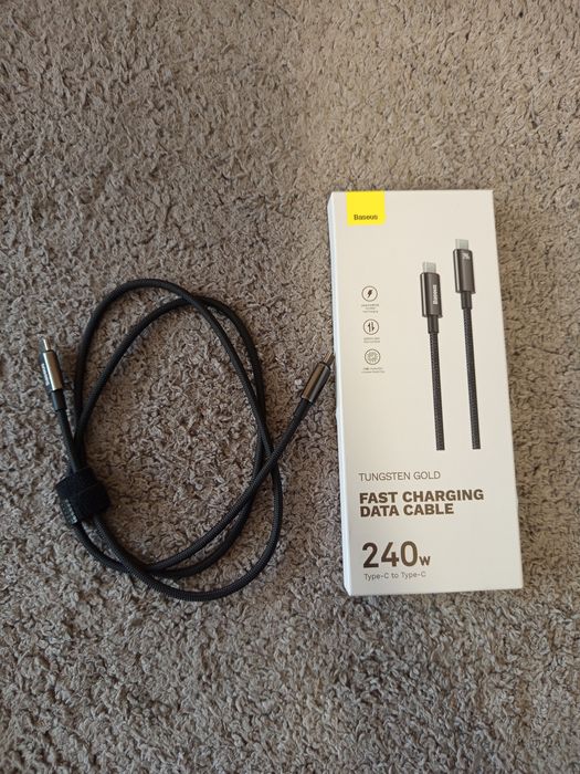 Szybki Kabel USB-C USB C 1m PD 240W Oplot do Ładowarki Szybkiego Ładow
