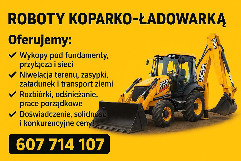 Usługi koparko-ładowarko, minikoparka, przecisk