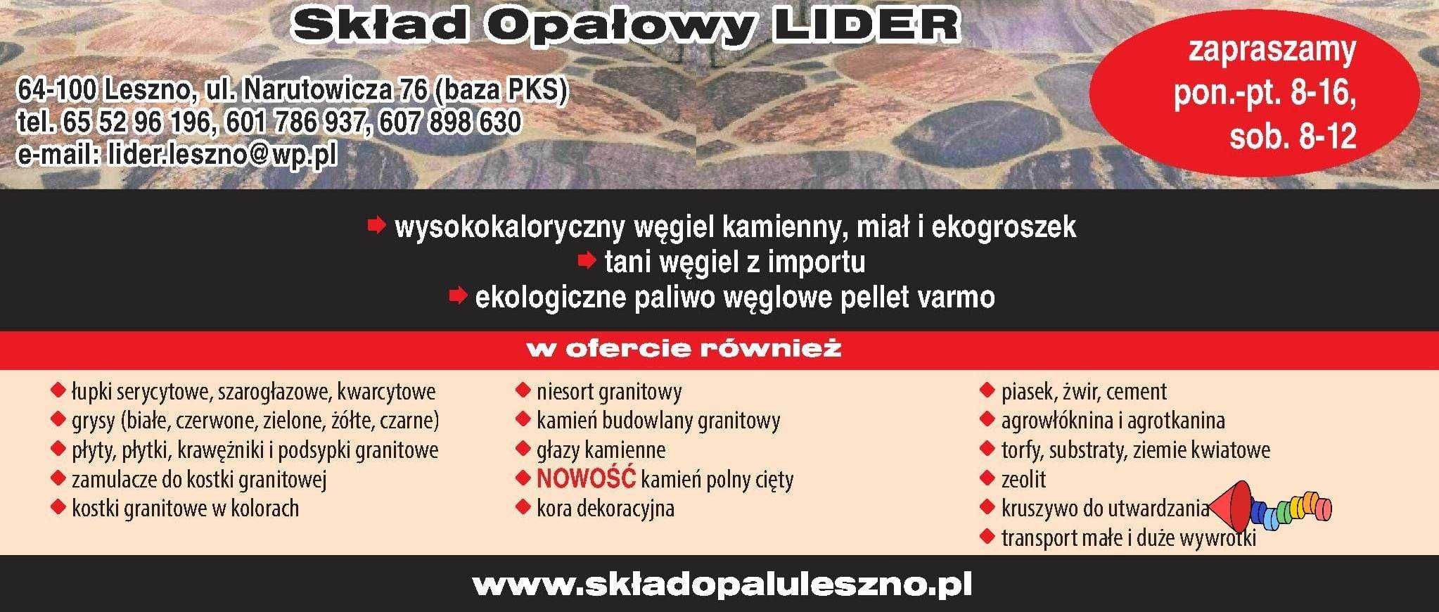 Węgiel eko groszek plus 26 MJ/kg transport GRATIS Leszno LIDER