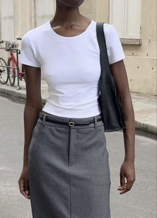 Серая юбка миди inspo