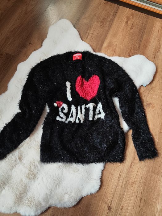 Piękny sweter z motywem świątecznym zimowym Santa mikołajki 140