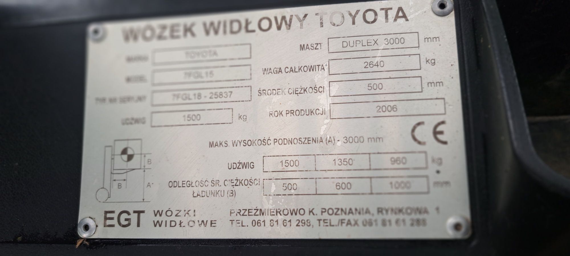 Toyota 7fg15 1.5t przesow rok 06 transport