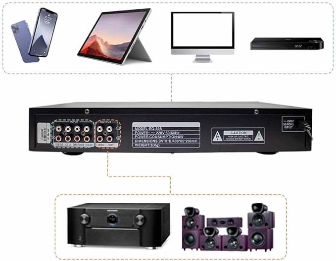 LeTkingok HiFi Cyfrowy Przedwzmacniacz EQ-898 Bluetooth 220V