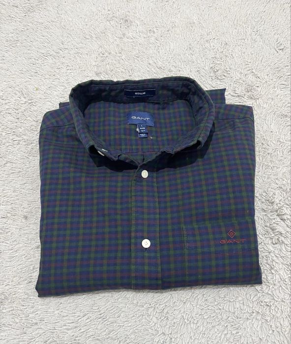 Gant r. L meska koszula w krate na swieta granatowa bordowa butelkowa