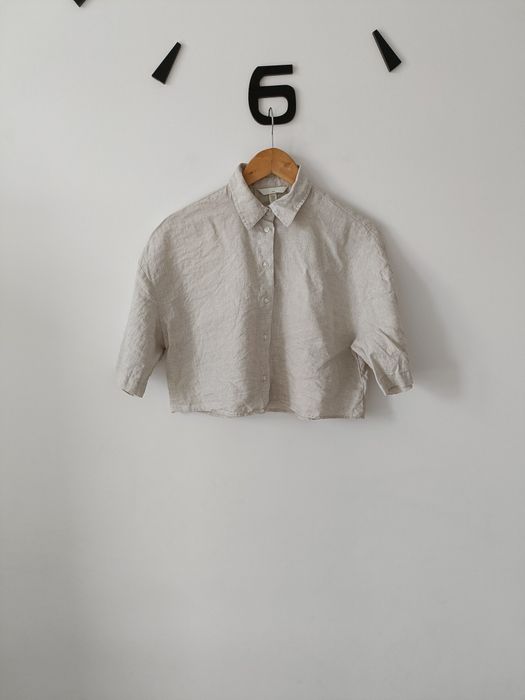 Krótka koszula damska oversize XS lniana