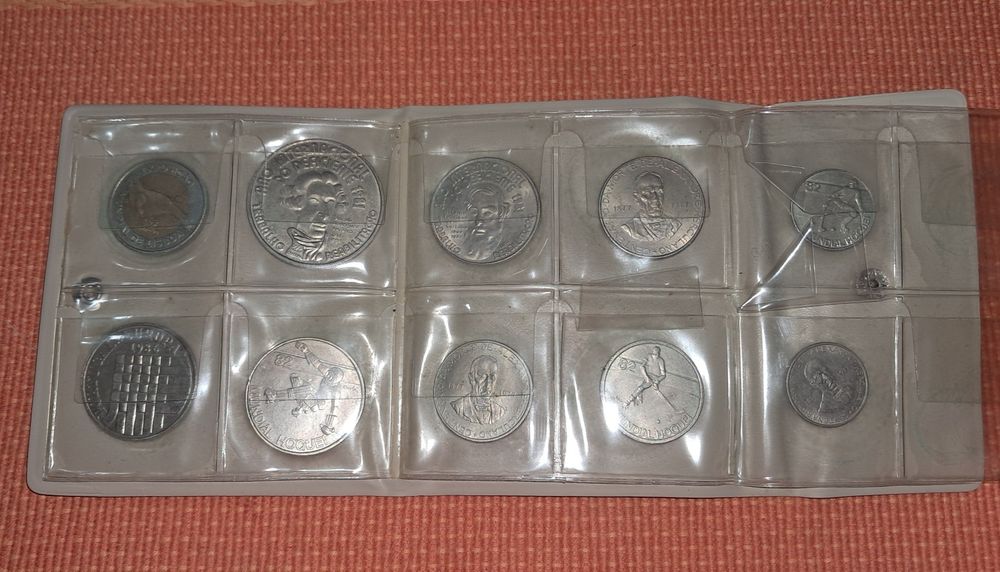 Conjunto lote bolsa + 10 moedas de coleção