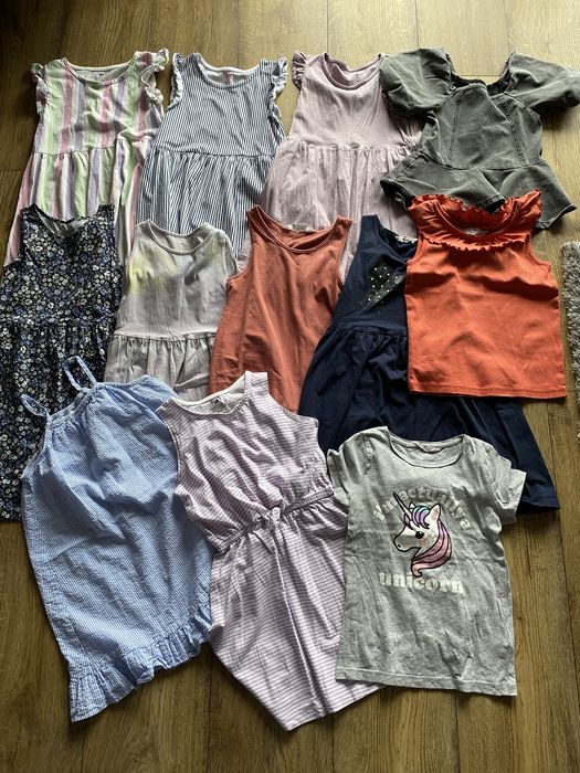 Zestaw ubranek dla dziewczynki H&M rozm 122,128 stan bdb x 12 szt
