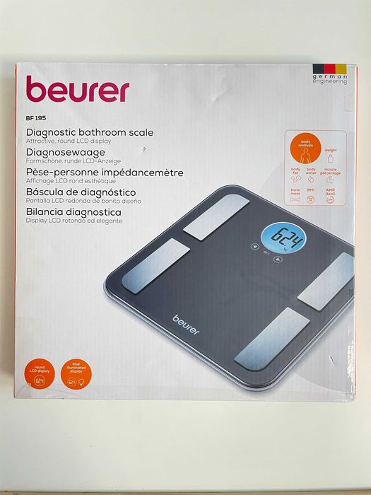 Beurer BF 195 – Waga diagnostyczna, okrągły wyświetlacz LCD, do 180 kg
