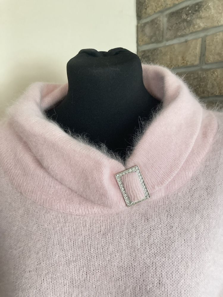 Puszysty różowy sweter Angora rozmiar L/40 jak kaszmir