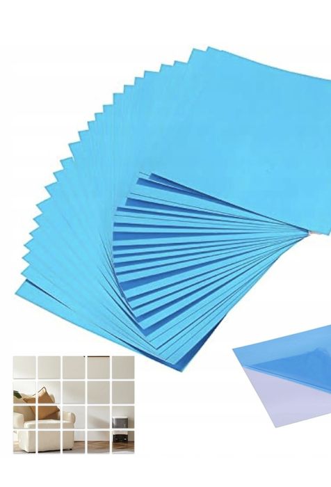 Naklejki lustrzane na ścianę 15x15cm 48szt