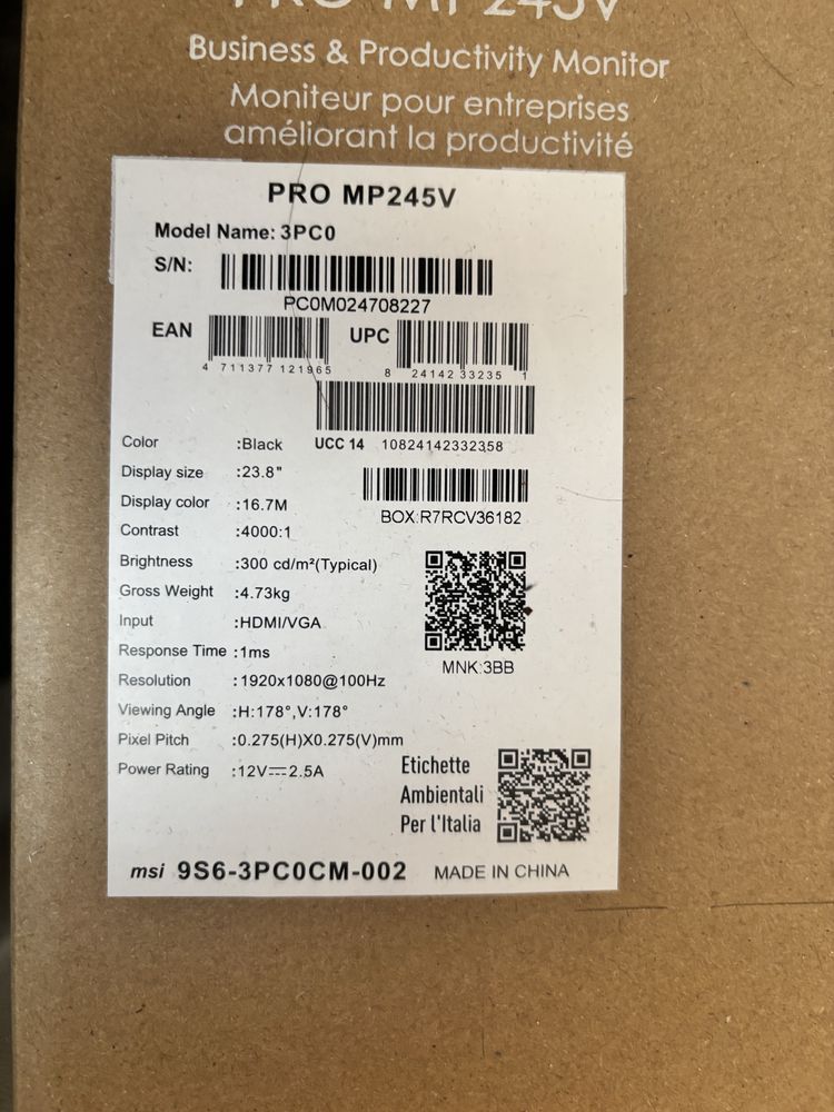 Monitor MSI PRO MP245V 24"