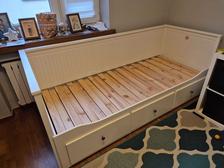 Łóżko rozkładane z 3 szufladami BIAŁE IKEA HEMNES