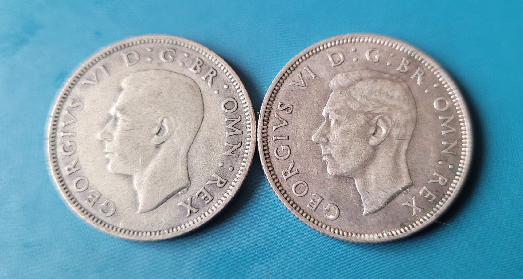 Dwie monet 2 szylingi - Król Jerzy VI  - Wielka Brytania (4X)