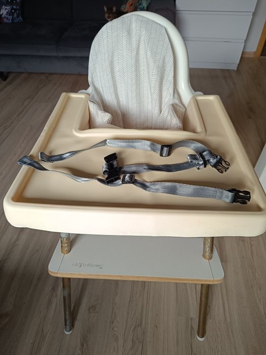 Krzesełko Ikea Antilop+ podnóżek Alaantkowe+poduszka+pasy+ mata siliko