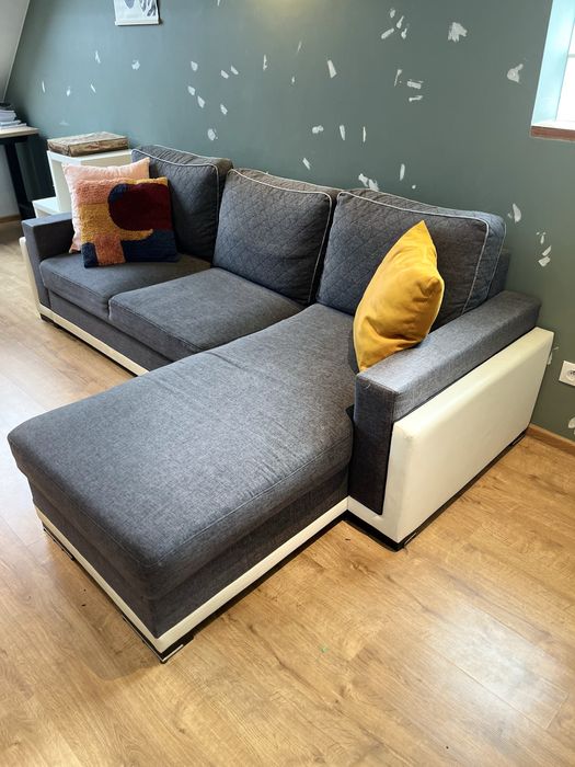 Narożnik .# wypoczynek# szary+biały