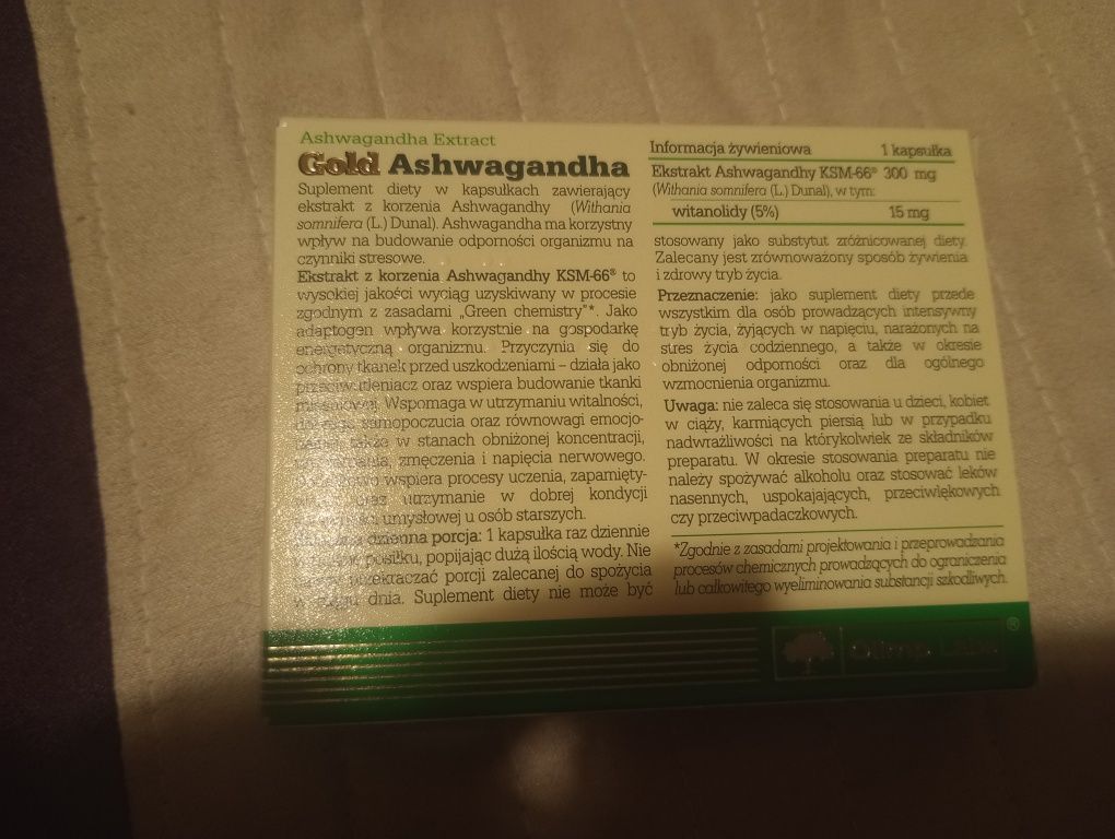 Ashwagandha gold pure dostawa 1 zl