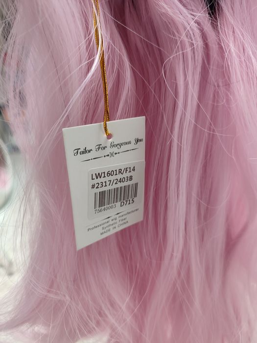 Różowa peruka ombre WIG cosplay pudrowy róż pink