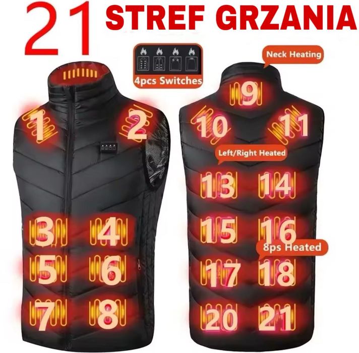 Kamizelka podgrzewana USB 21 STREF grzania bezrękawnik rozm. L