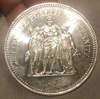 Moeda de 50 francos de 1977 em prata