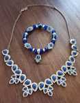 Fio em Aço azul  e dourado + Pulseira olho turco - em óptimo estado